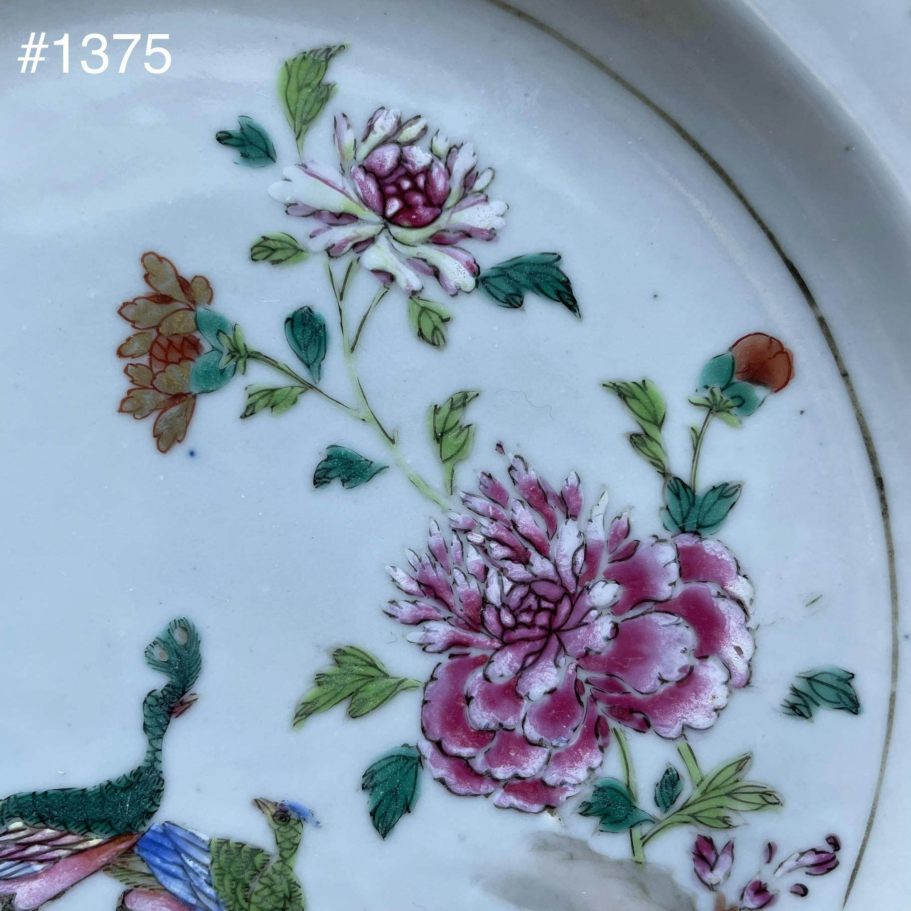 A pair of Antique Chinese export famille rose plates Qianlong #1360 & 1375