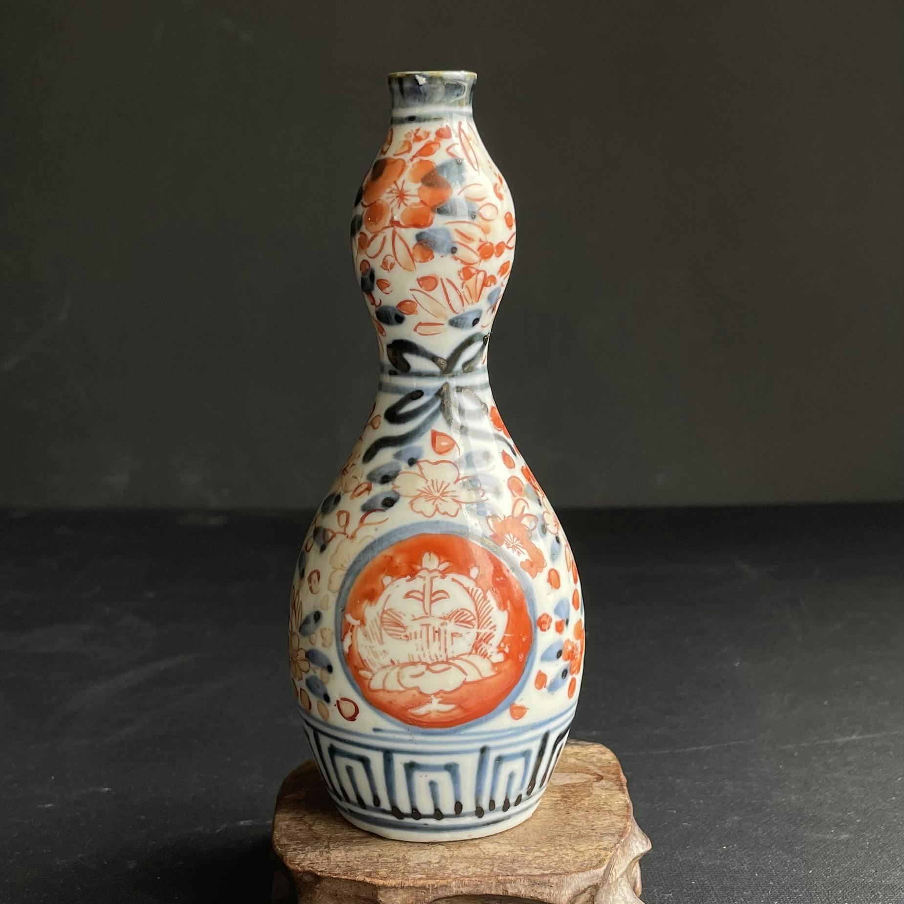 Antique Japanese gourd shaped vase, Meiji period, #1386