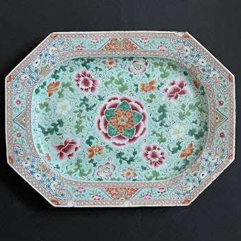 Antique Chinese famille rose platter, 18th c, Islamic / Peranakan export #1396