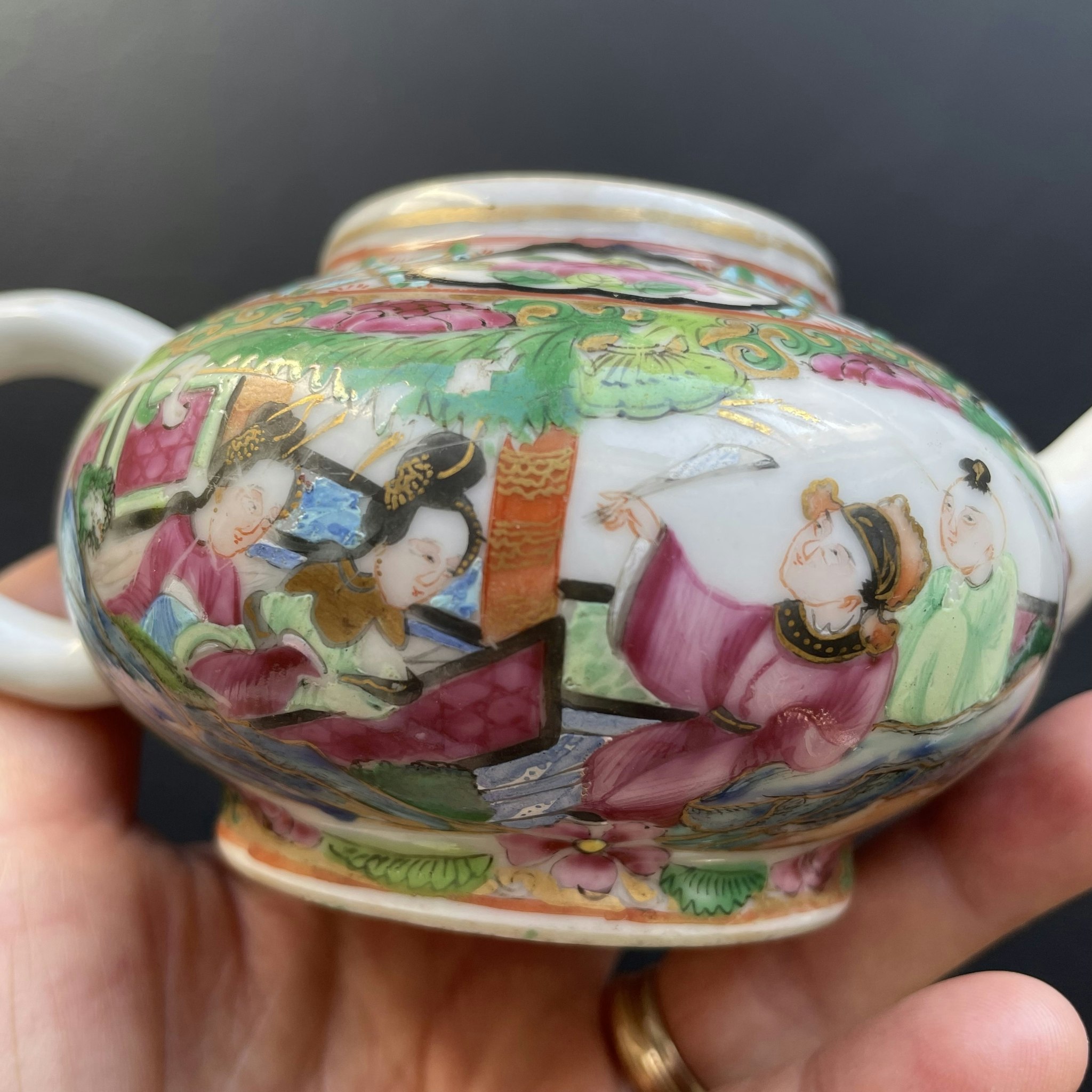 Antique Chinese rose mandarin teapot 19th century #1409
