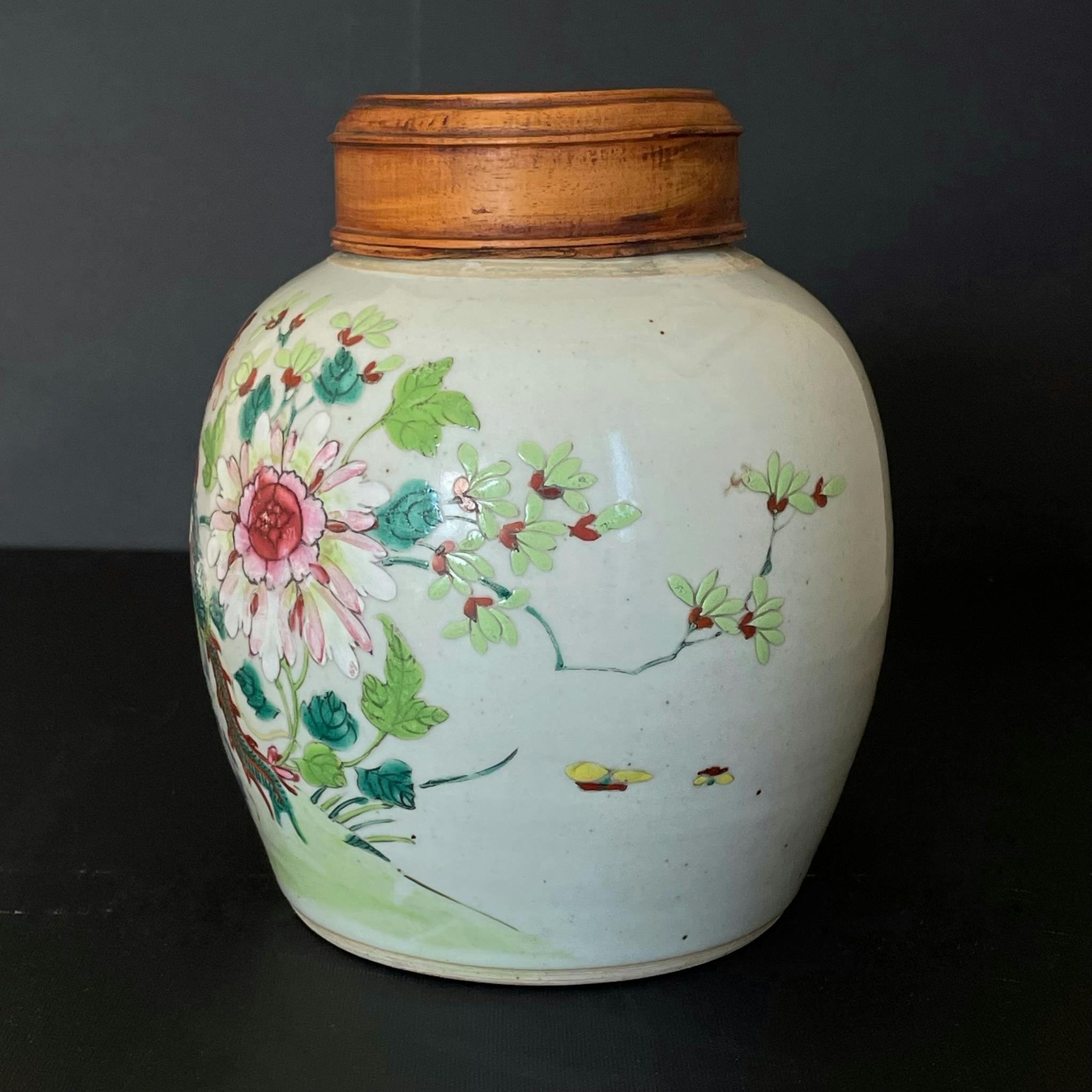 Antique Chinese famille rose ginger jar, Qianlong, 18thC #1412