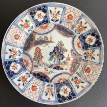 Antique Chinese export imari porcelain plate , Qianlong, 18thC #1413