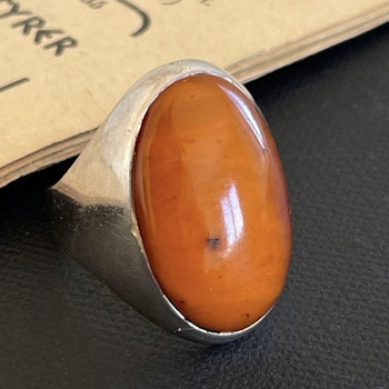 Vintage natural amber ring butterscotch danish design sterling silver 9g