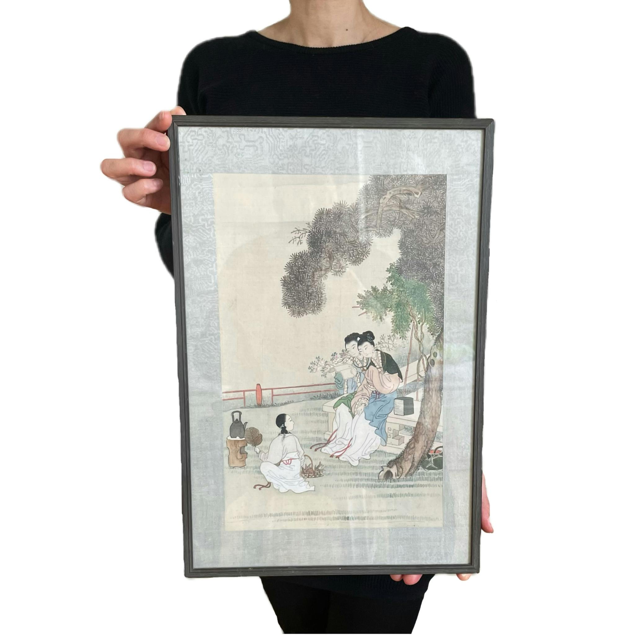Antique Chinese painting on silk, Qing Dynasty #1420