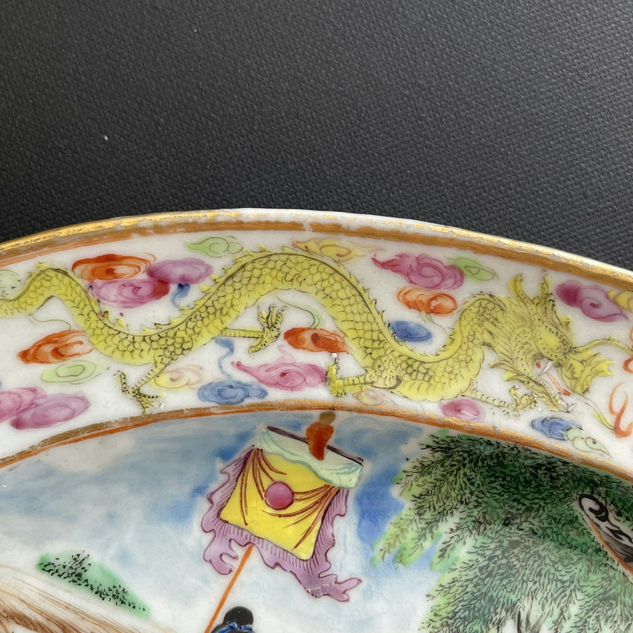 Antique Chinese rose mandarin platter, Jiaqing / Daoguang #1432