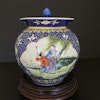 Chinese famille rose Porcelain lidded jar mid early 1900s republic period #1438