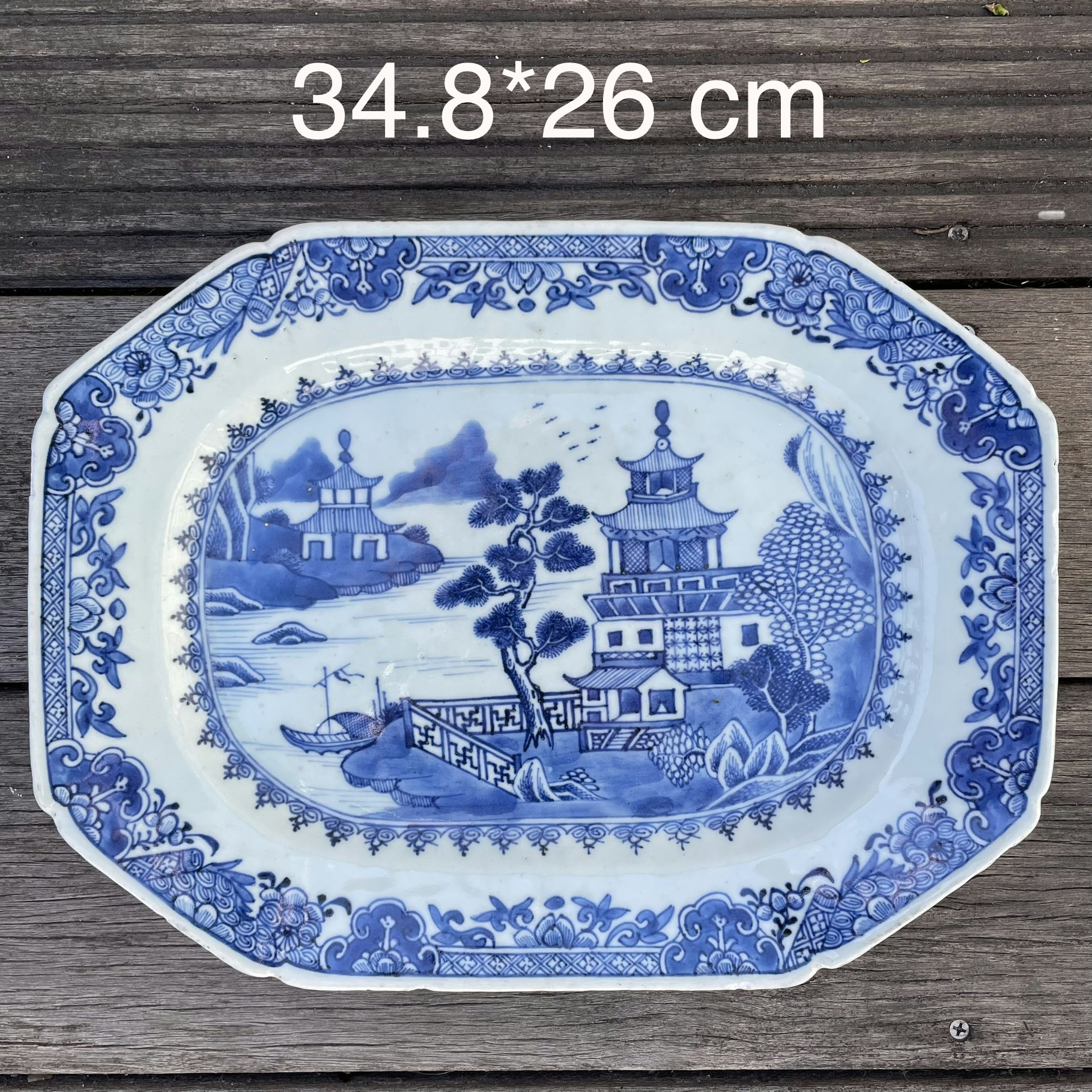 Antique Chinese Export Blue and White Porcelain platter, Qianlong period #1435