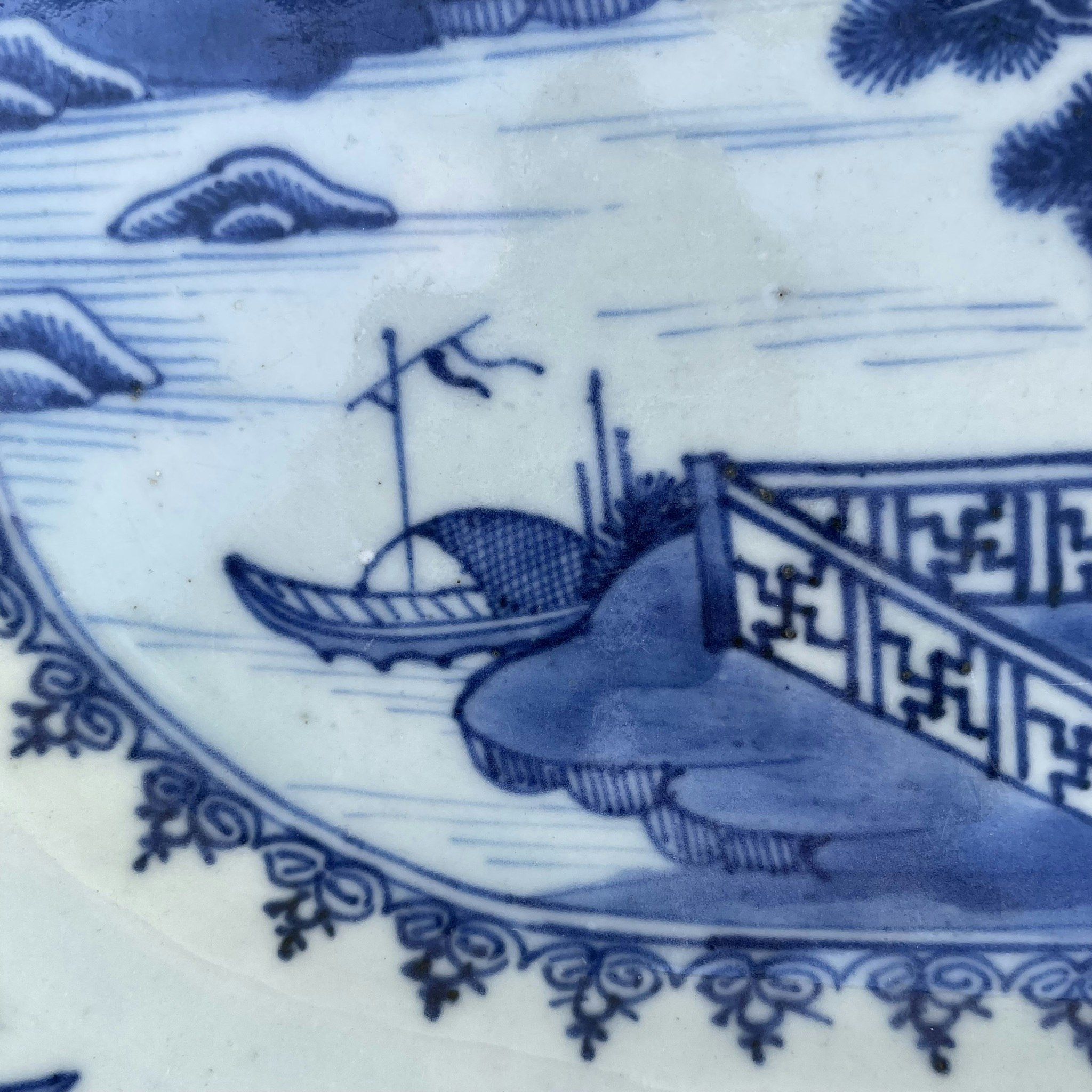 Antique Chinese Export Blue and White Porcelain platter, Qianlong period #1435