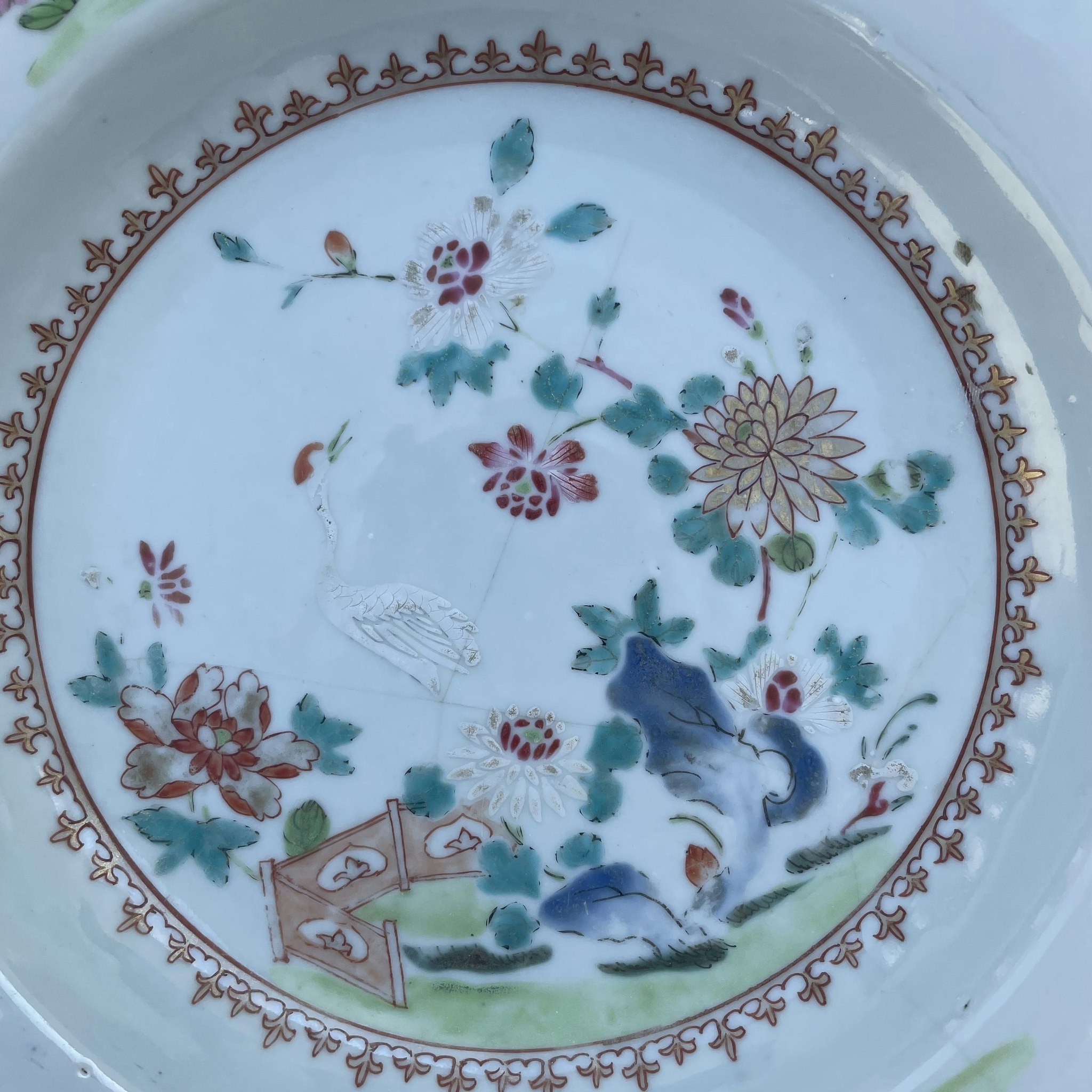 Antique Chinese famille rose plate, Qianlong, 18th c #1460