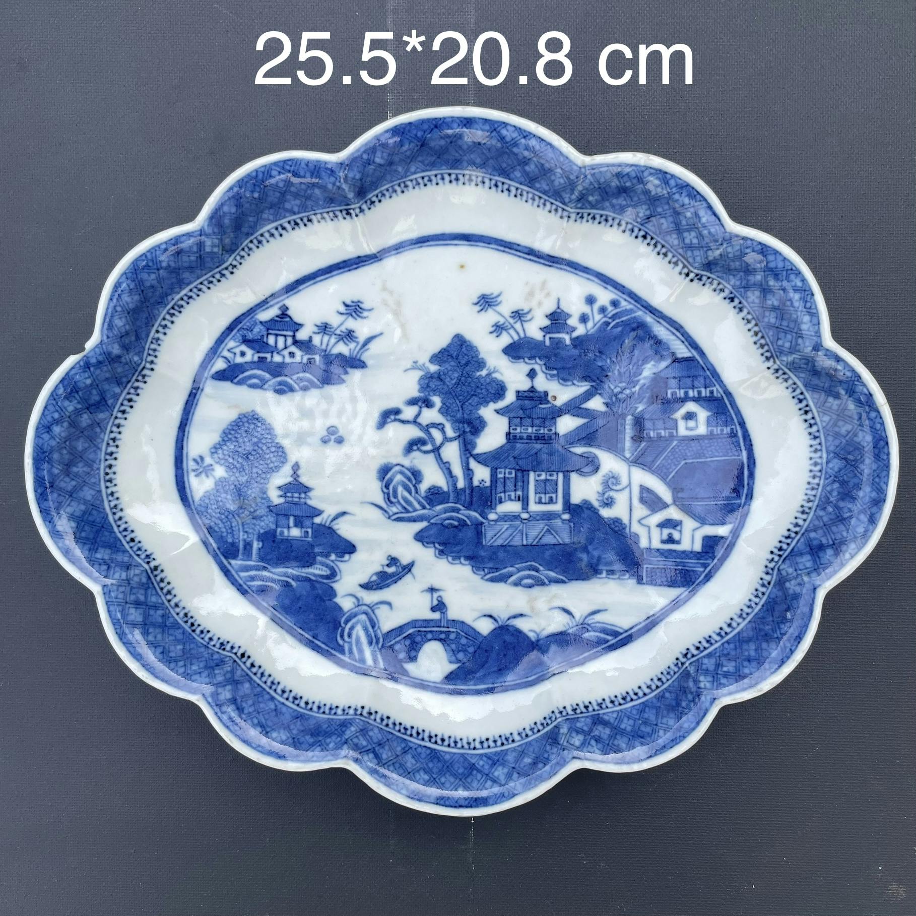 Two Antique Chinese blue and white platters, 18th / 19th c #1470, 1471