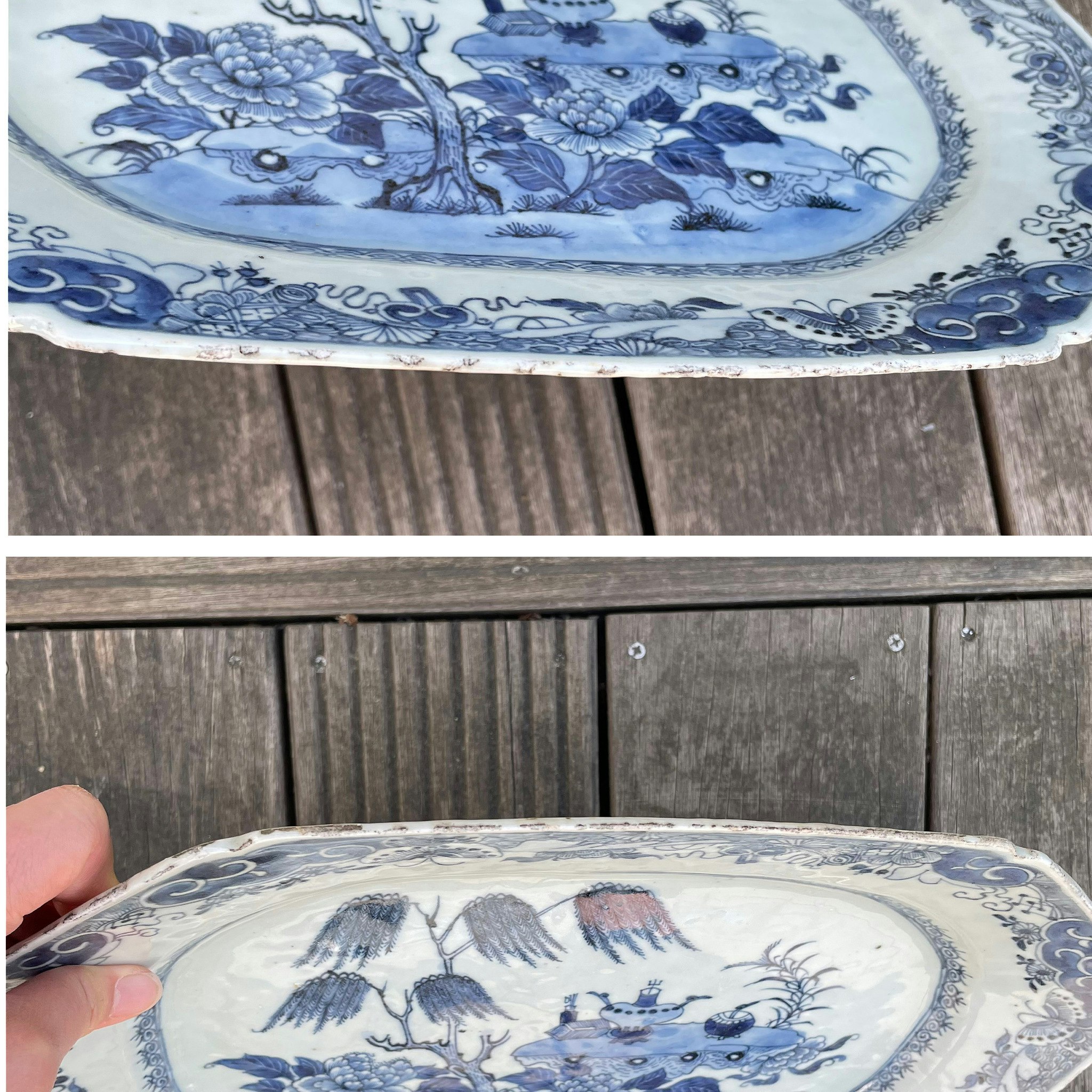 Antique Chinese platter in blue and white, Qianlong period #1469