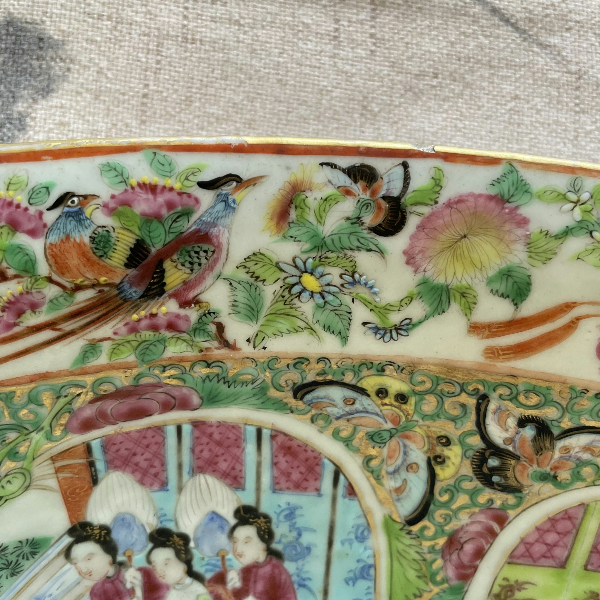 Antique Chinese rose mandarin punch bowl 19th century #1468