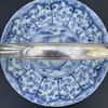 Antique Chinese blue and white plate with silver handle, Kangxi period #1473