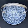 Antique Chinese blue and white plate with silver handle, Kangxi period #1473