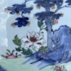 Chinese underglazed blue and white famille rose platter, 18th c Qianlong #1490