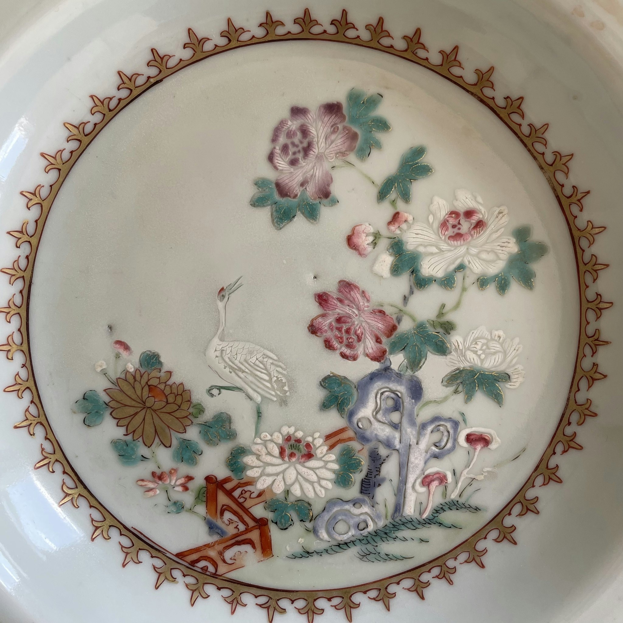 Chinese famille rose octagonal plate, Qianlong, 18th c #1487