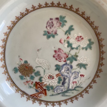 Chinese famille rose octagonal plate, Qianlong, 18th c #1487