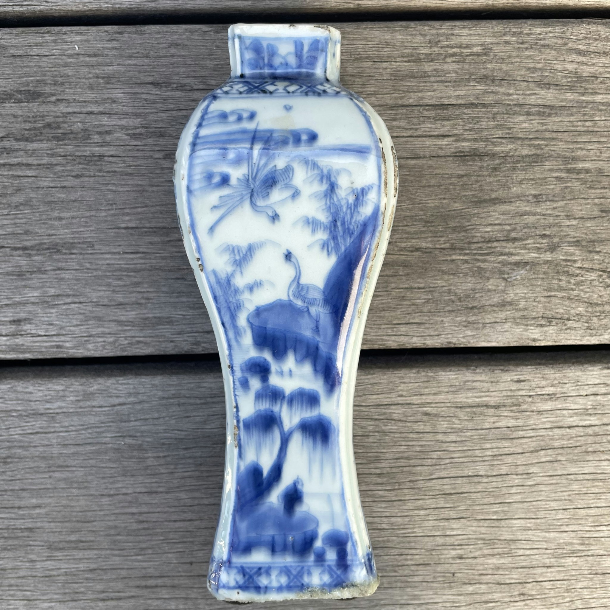 Chinese blue and white rectangular meiping vase , Kangxi period #1495