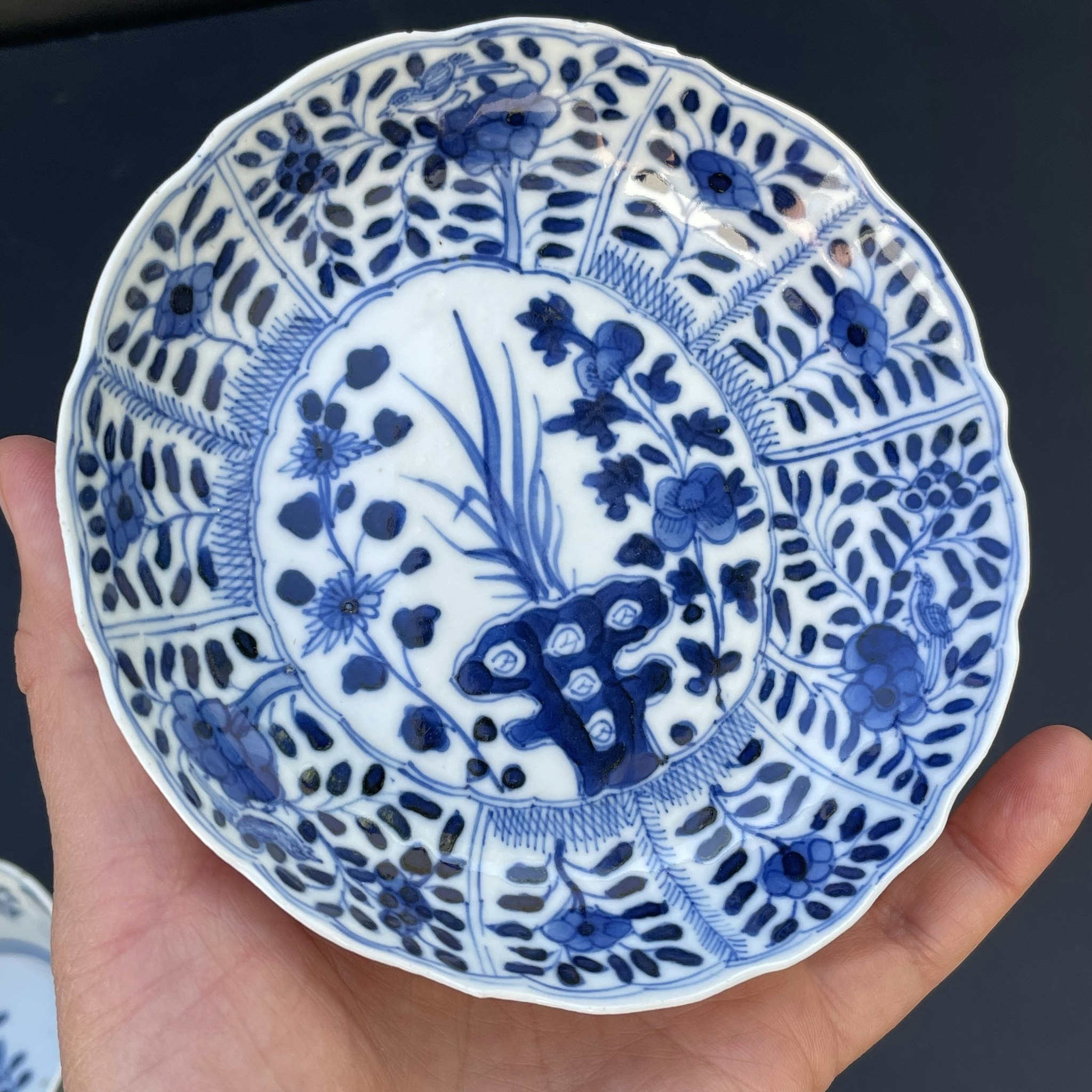 Chinese teacup & saucer in underglazed blue and white, Late Qing Dynasty #1498