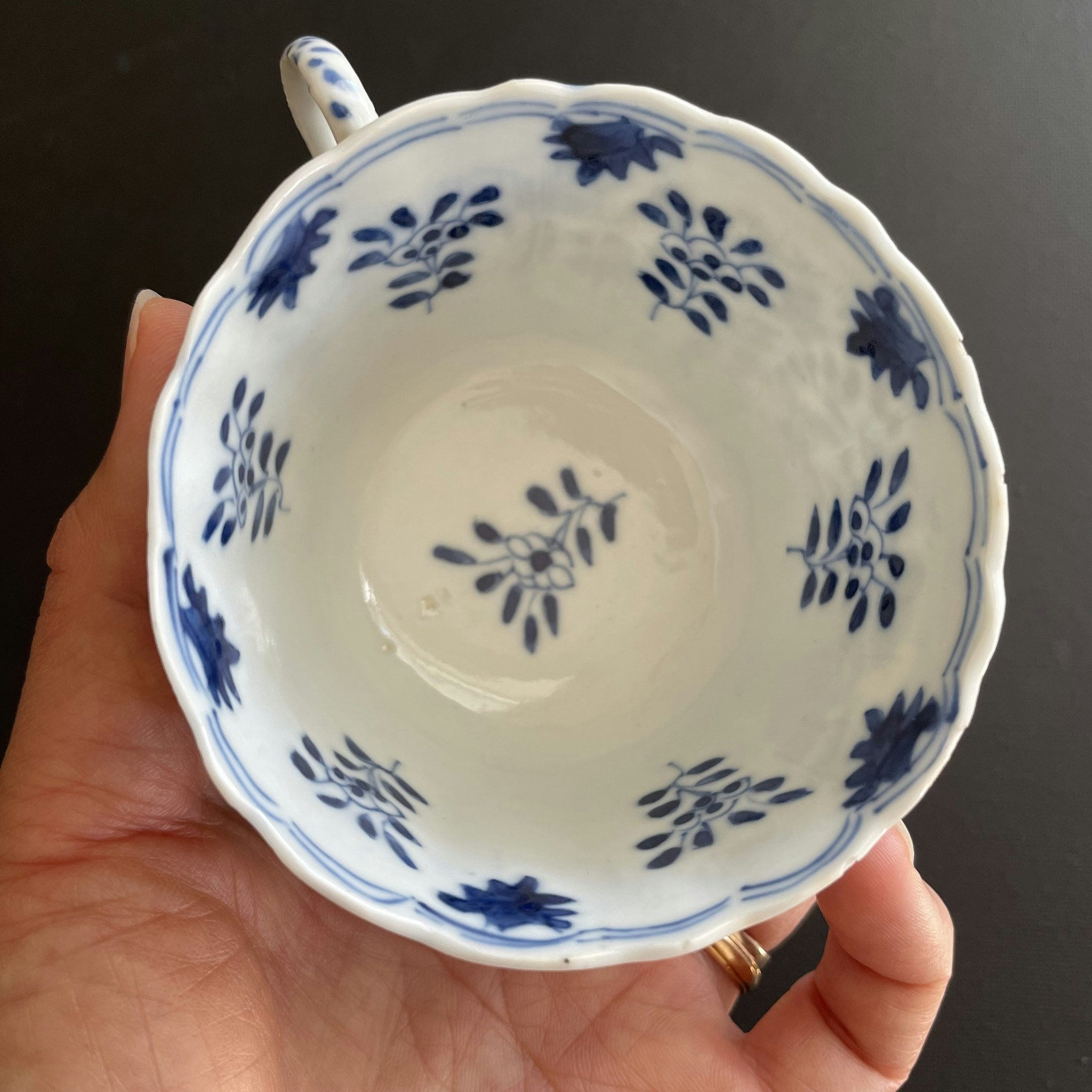 (Reserved for Olivia) Chinese teacup & saucer in underglazed blue and white, Late Qing Dynasty #1499, 1500, 1501