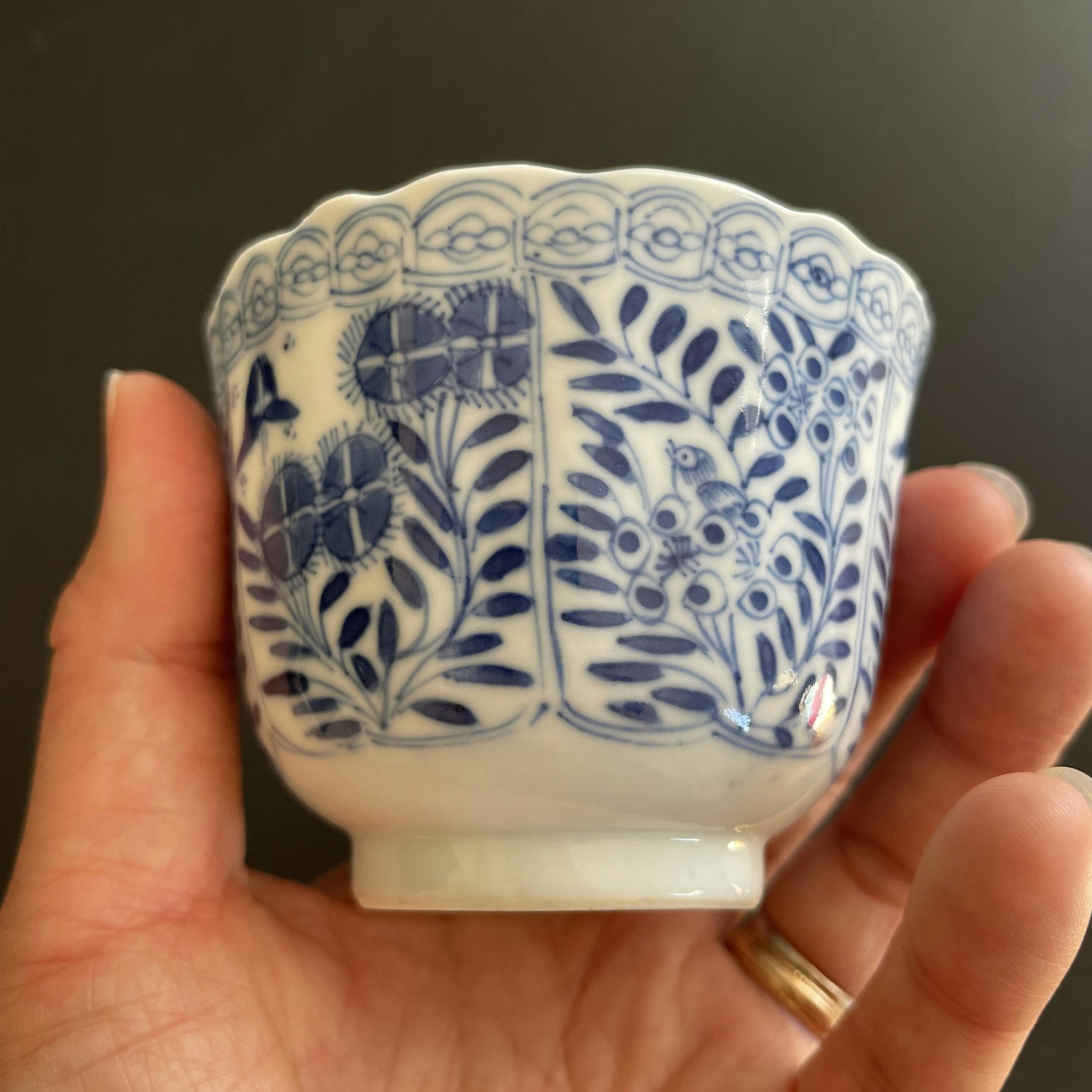 (Reserved for Olivia) Chinese teacup & saucer in underglazed blue and white, Late Qing Dynasty #1499, 1500, 1501