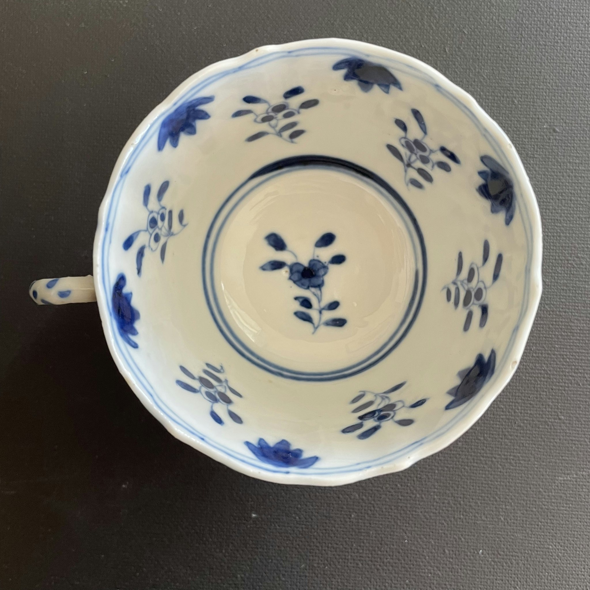 (Reserved for Olivia) Chinese teacup & saucer in underglazed blue and white, Late Qing Dynasty #1499, 1500, 1501