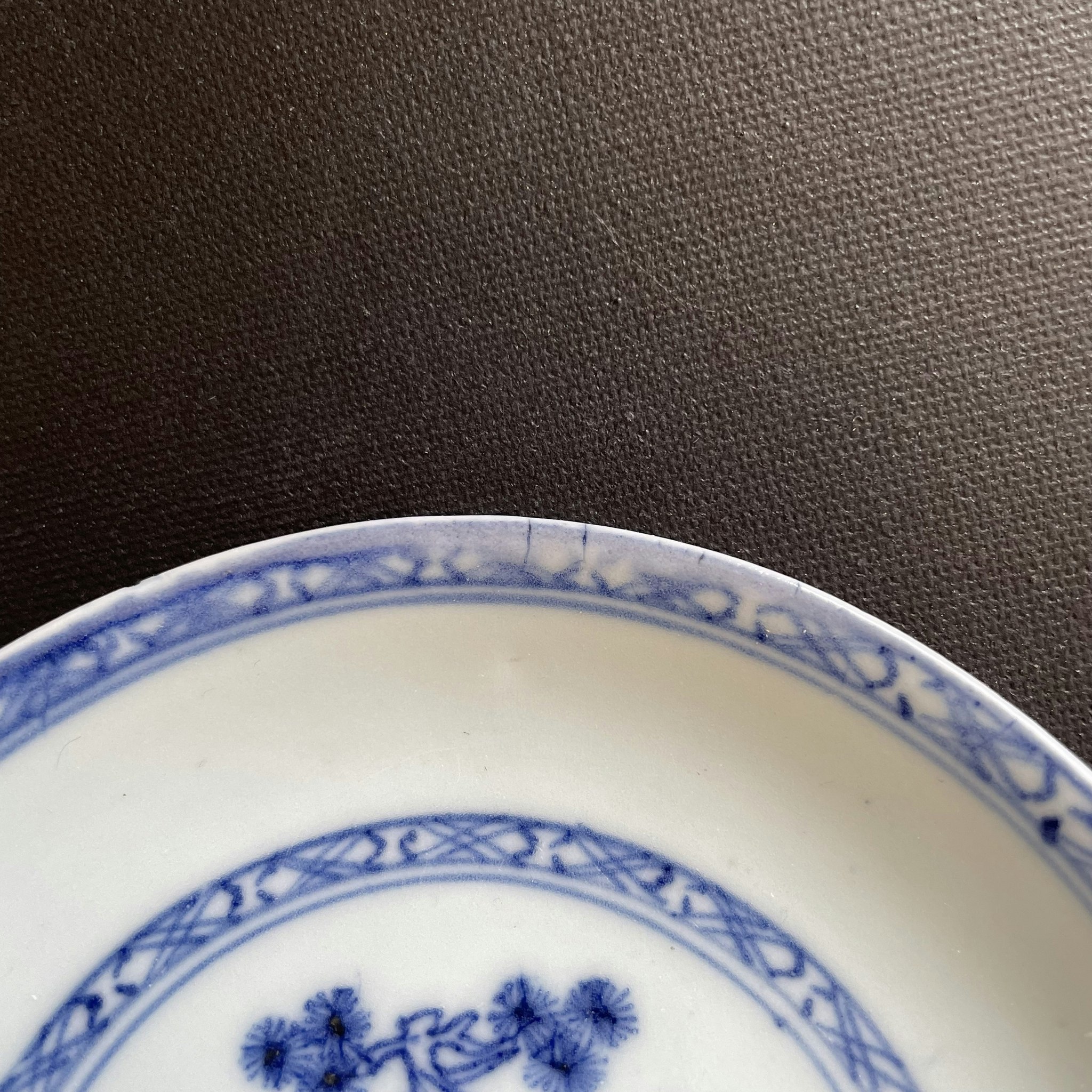 Chinese blue and white teacup and saucer, Nanking Cargo #1502