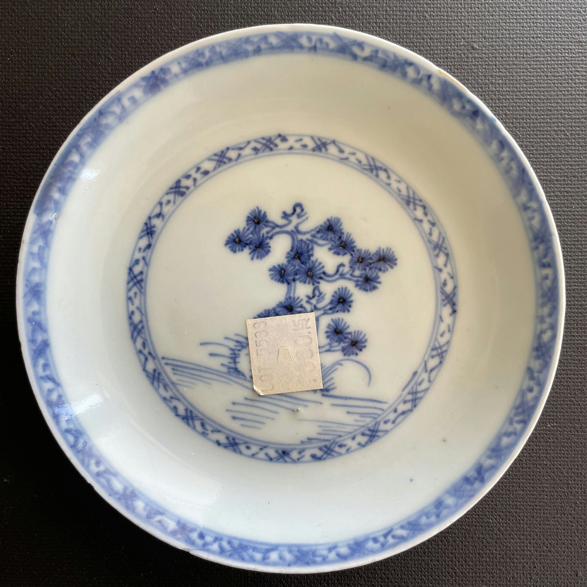 Chinese blue and white teacup and saucer, Nanking Cargo #1503