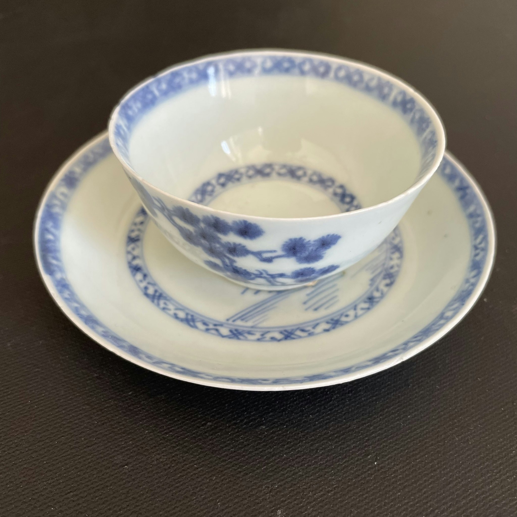 Chinese blue and white teacup and saucer, Nanking Cargo #1503