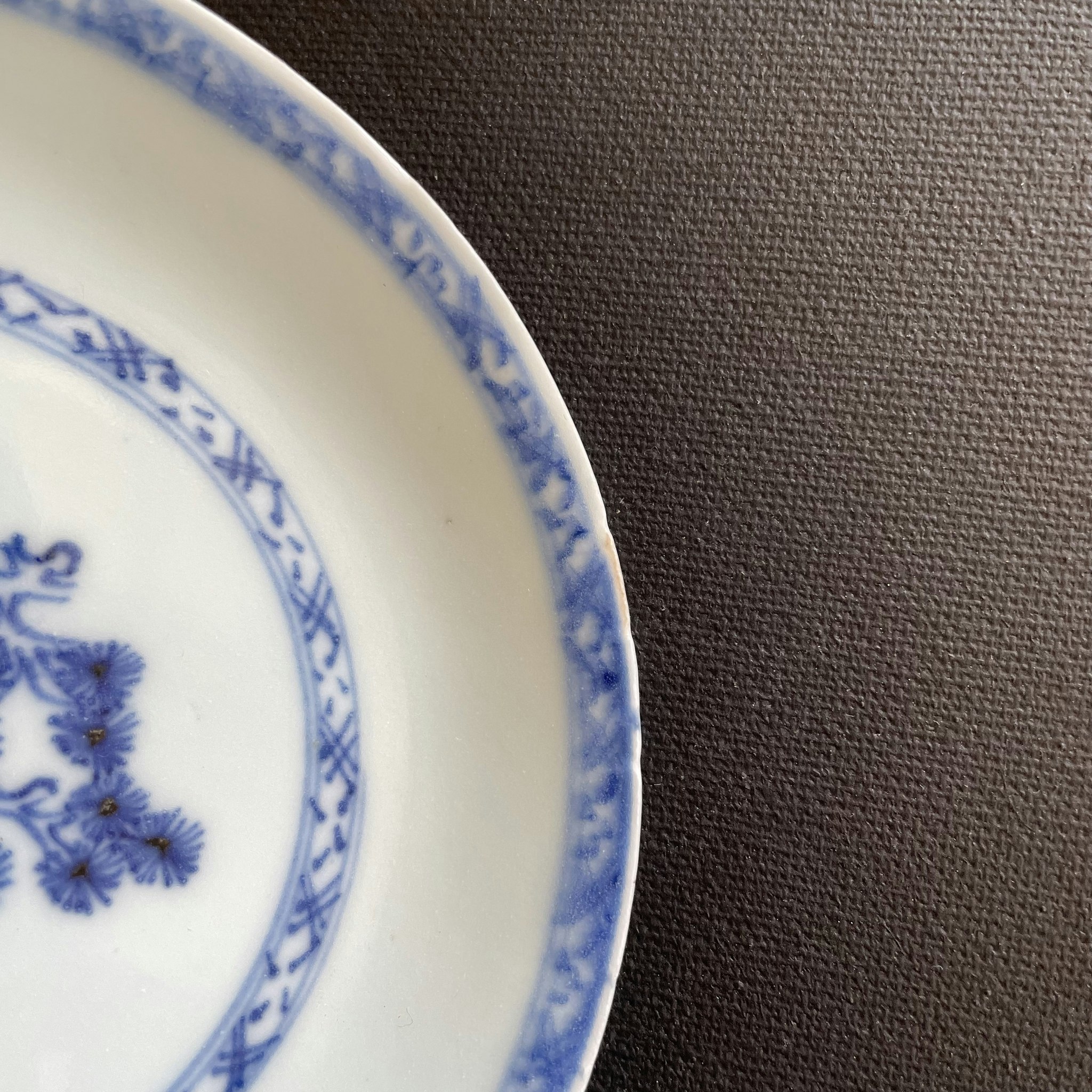 Chinese blue and white teacup and saucer, Nanking Cargo #1503