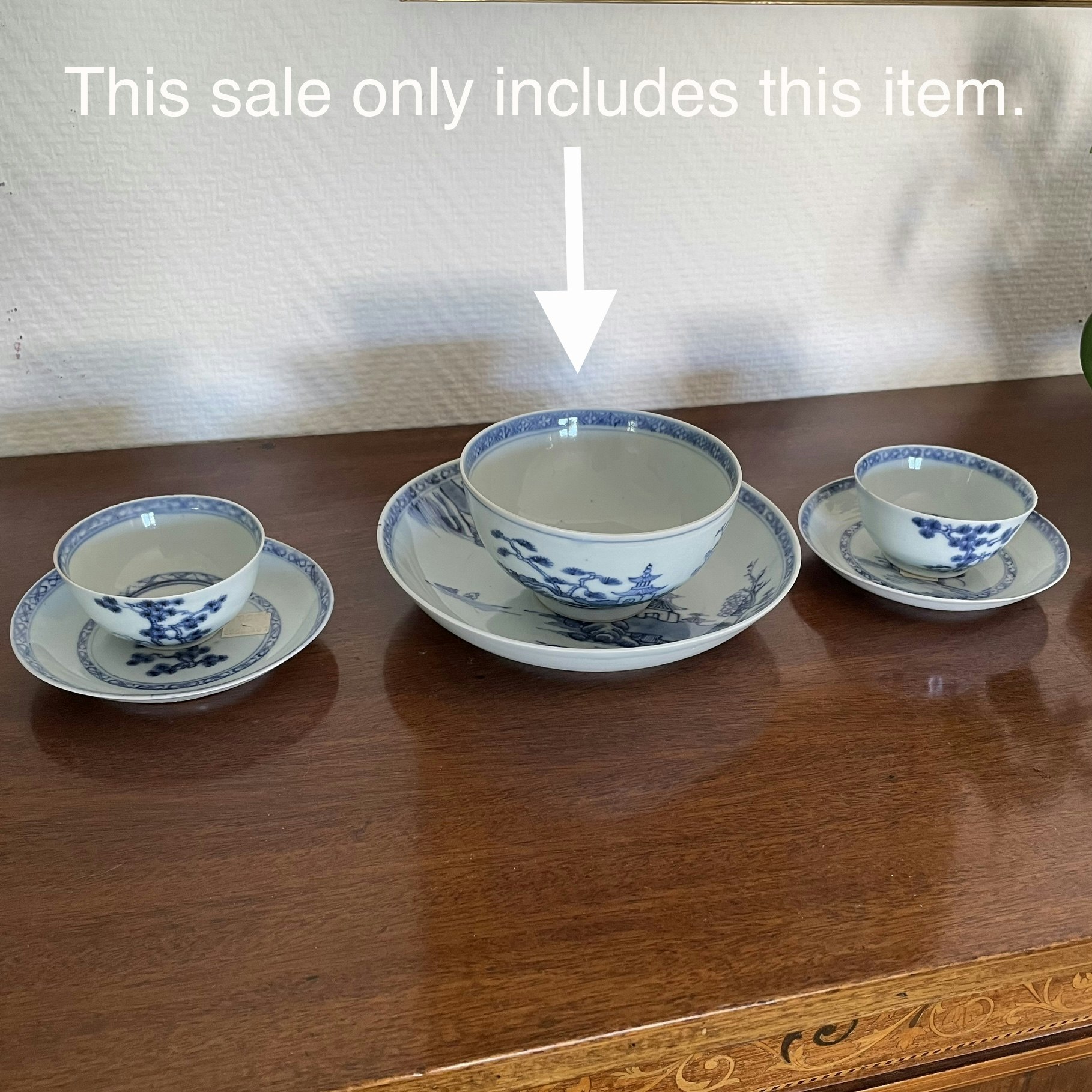 Chinese blue and white bowl and saucer dish, Nanking Cargo #1505