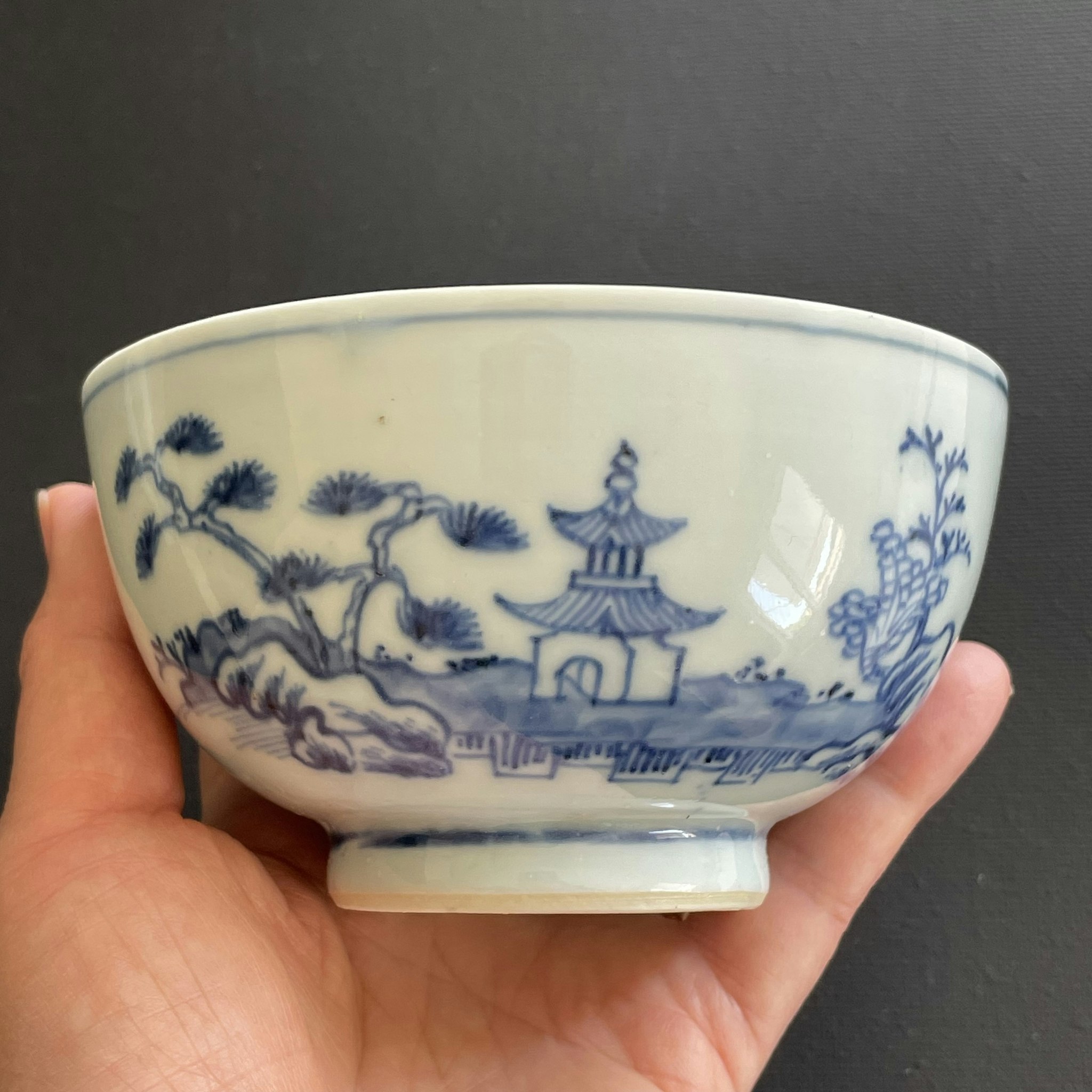 Chinese blue and white bowl and saucer dish, Nanking Cargo #1505