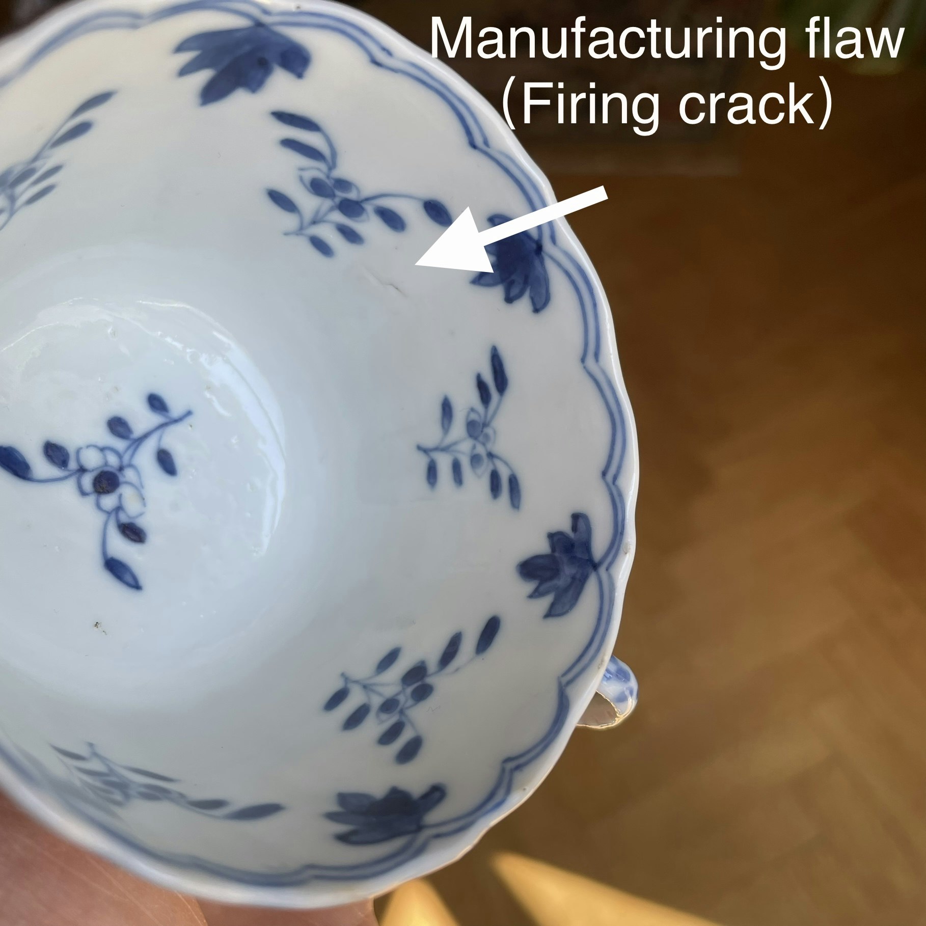 Chinese Antique Teacup & Saucer in blue and white, Late Qing Dynasty #1511