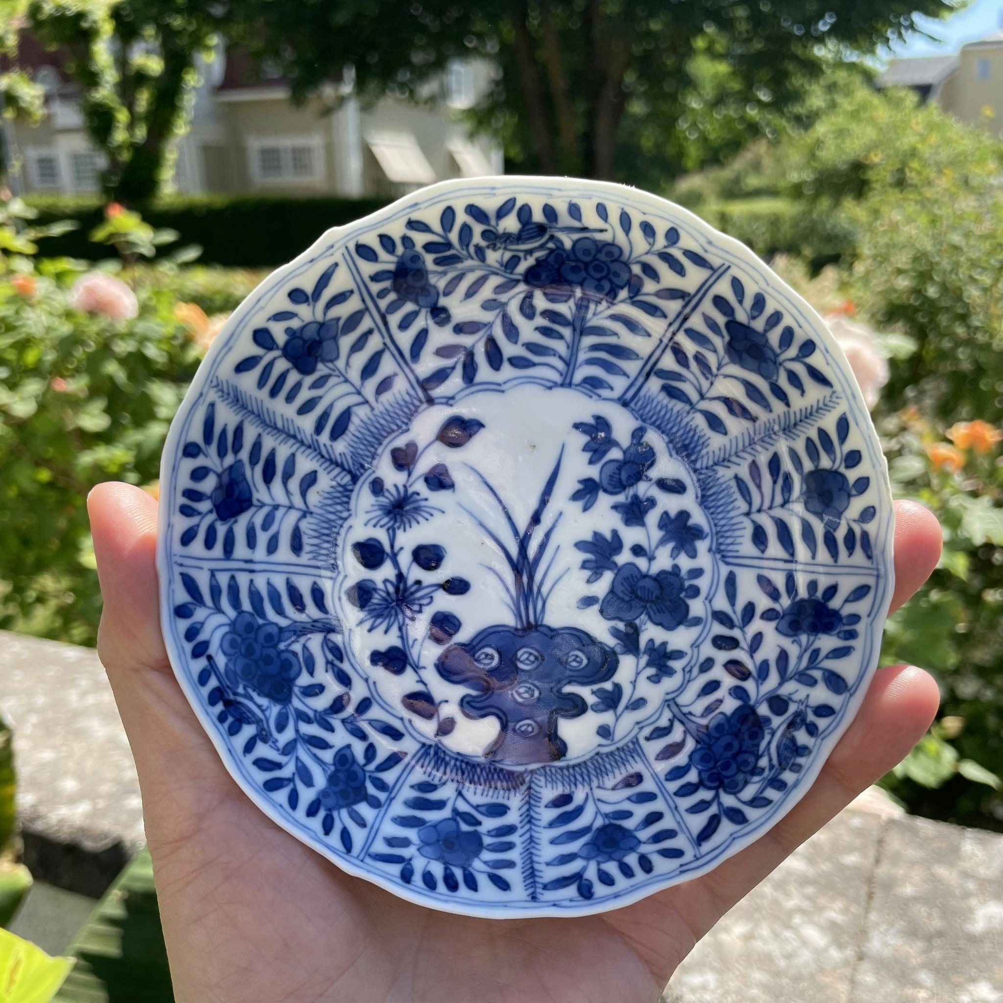 Chinese Antique Teacup & Saucer in blue and white, Late Qing Dynasty #1513