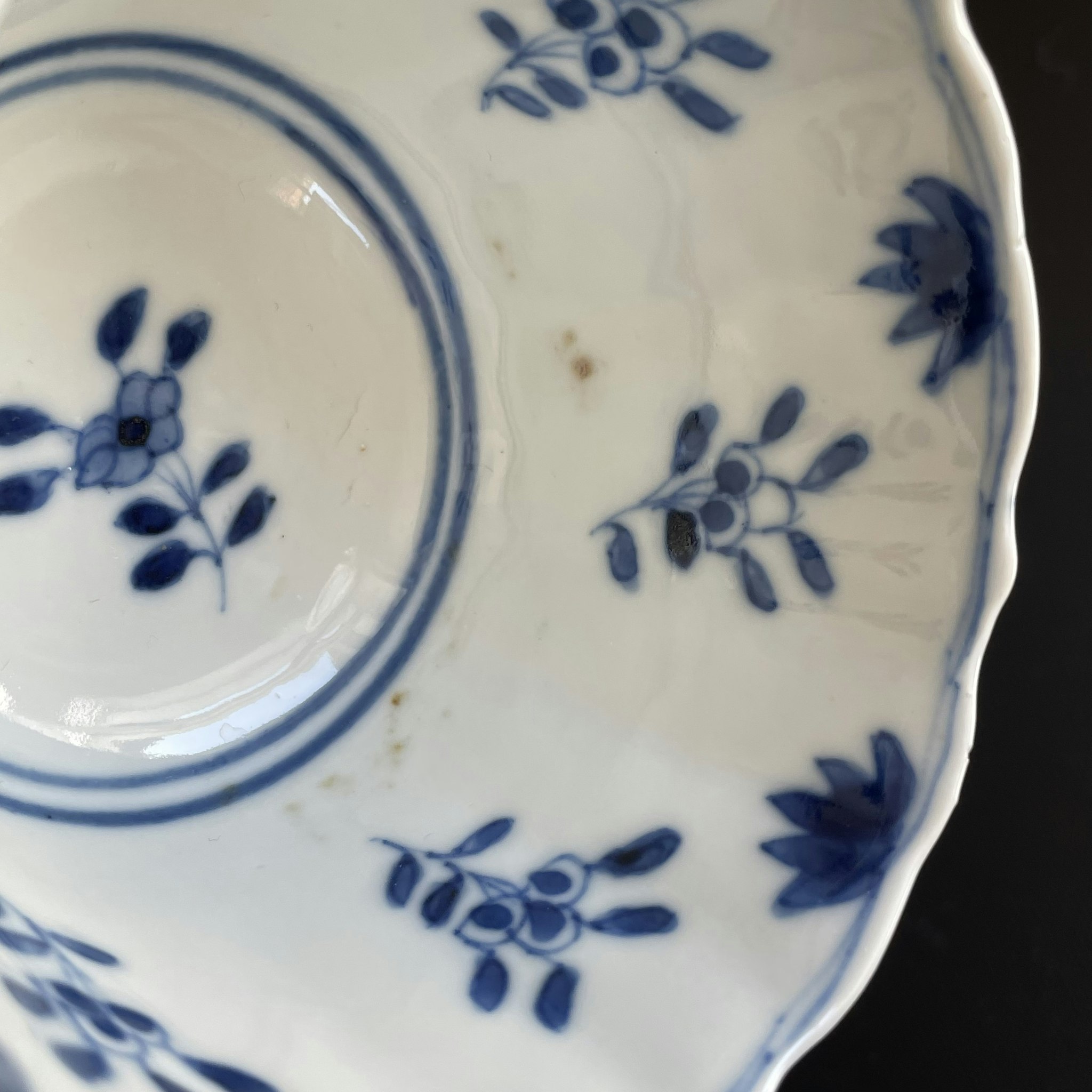 Chinese Antique Teacup & Saucer in blue and white, Late Qing Dynasty #1512