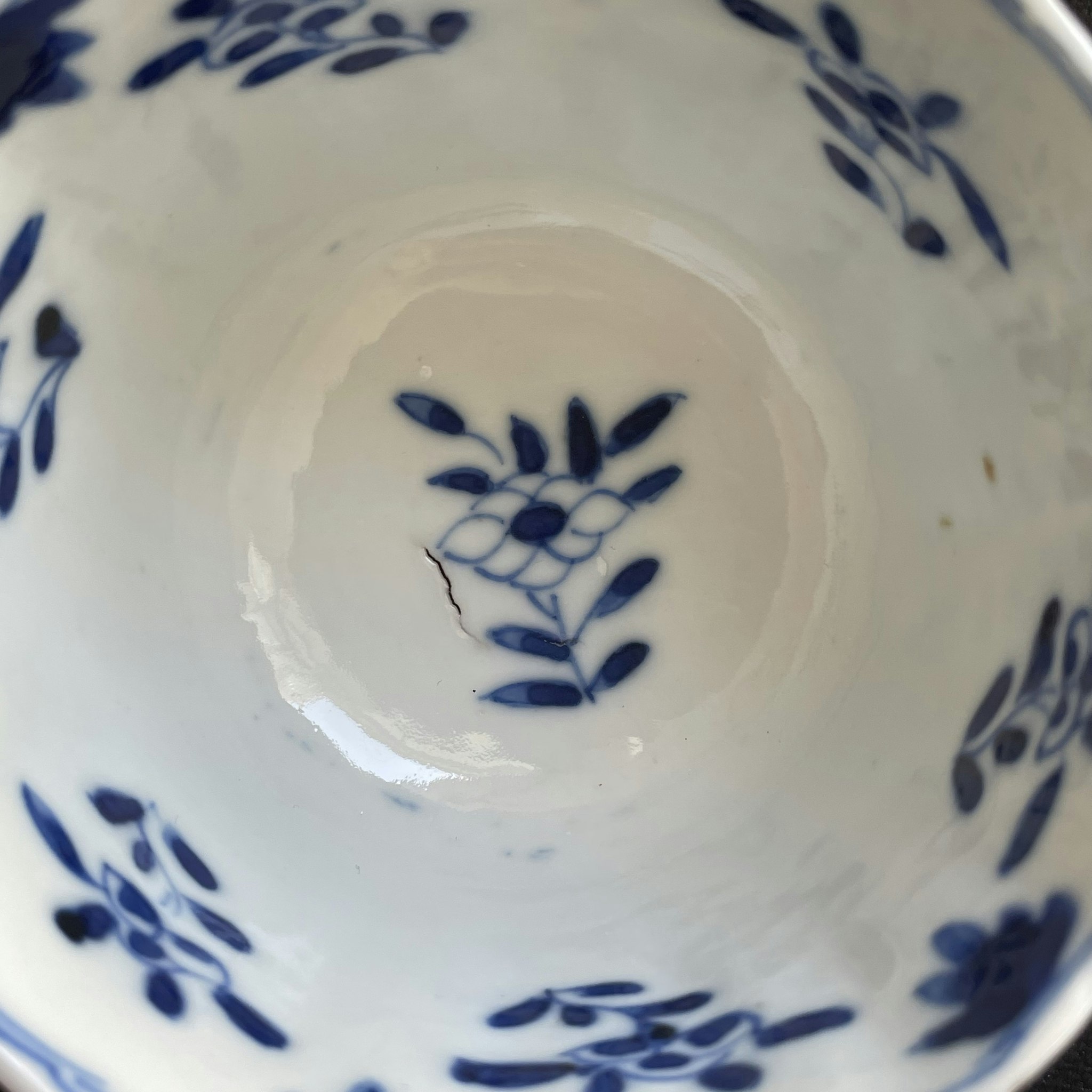 Chinese Antique Teacup & Saucer in blue and white, Late Qing Dynasty #1515