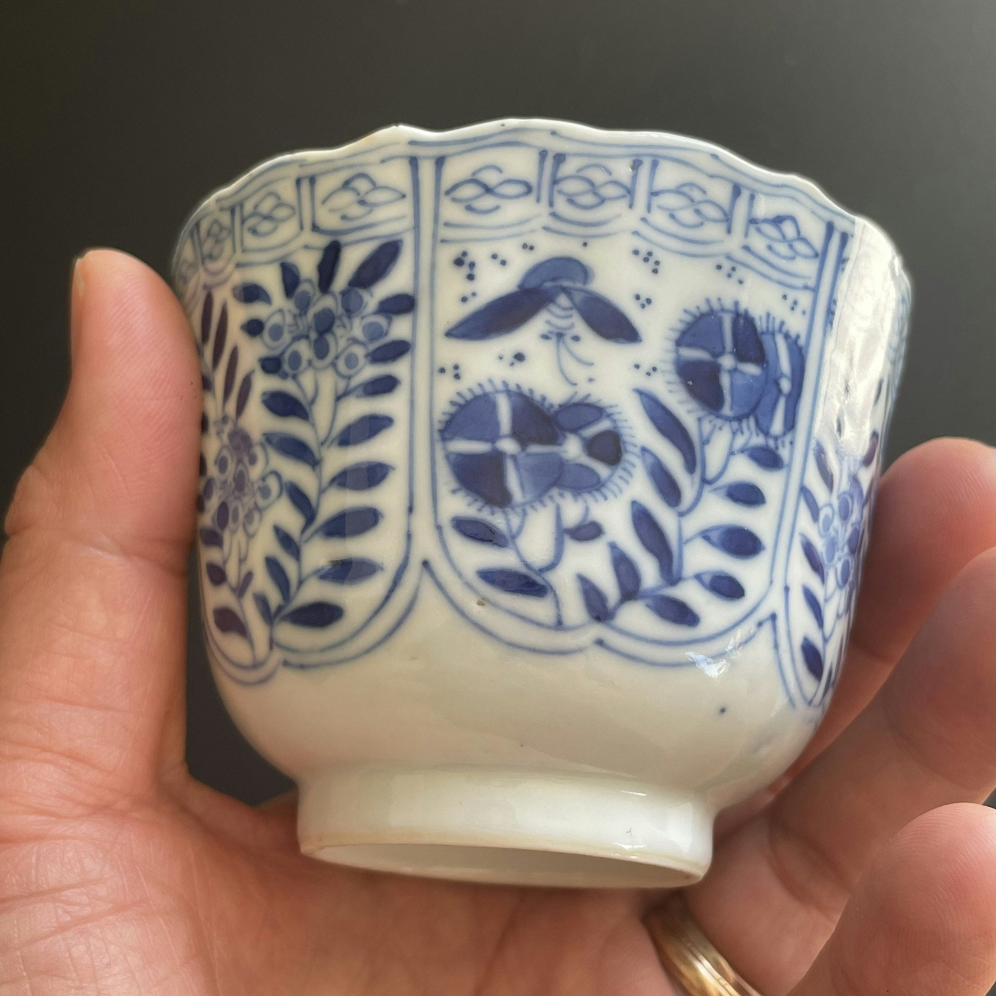 Chinese Antique Teacup & Saucer in blue and white, Late Qing Dynasty #1515