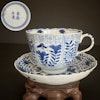 Chinese Antique Teacup & Saucer in blue and white, Late Qing Dynasty #1515