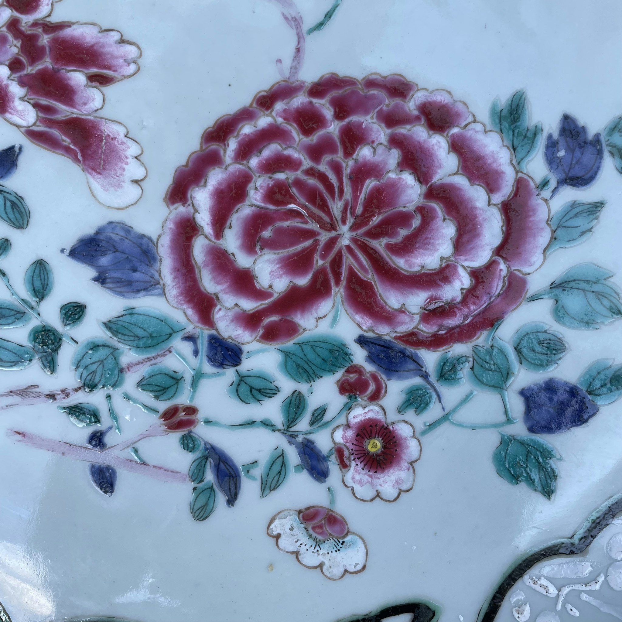 Large Chinese antique famille rose charger, Yongzheng period, 18th c #1516