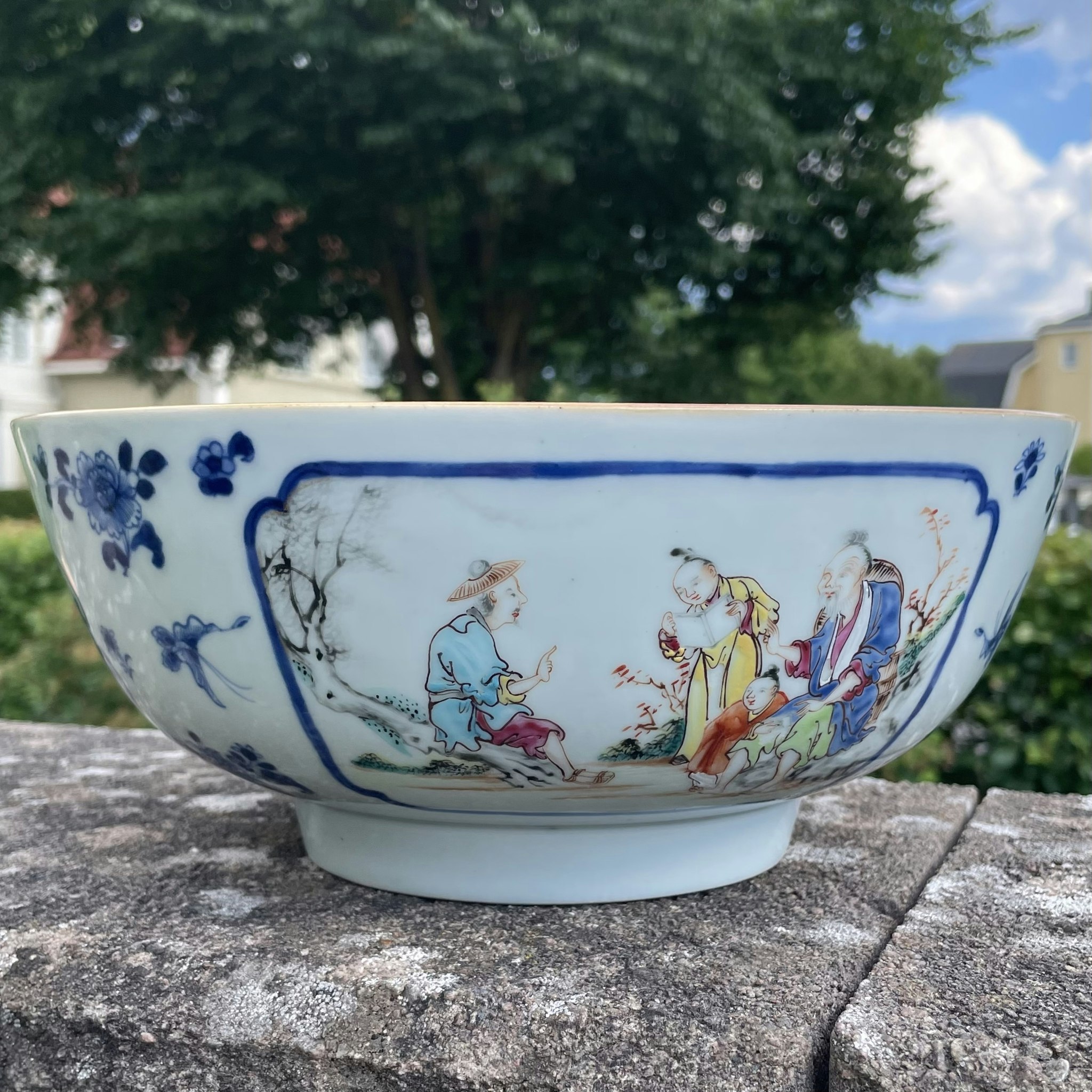 Chinese Antique rose mandarin punch bowl 18th century #1535