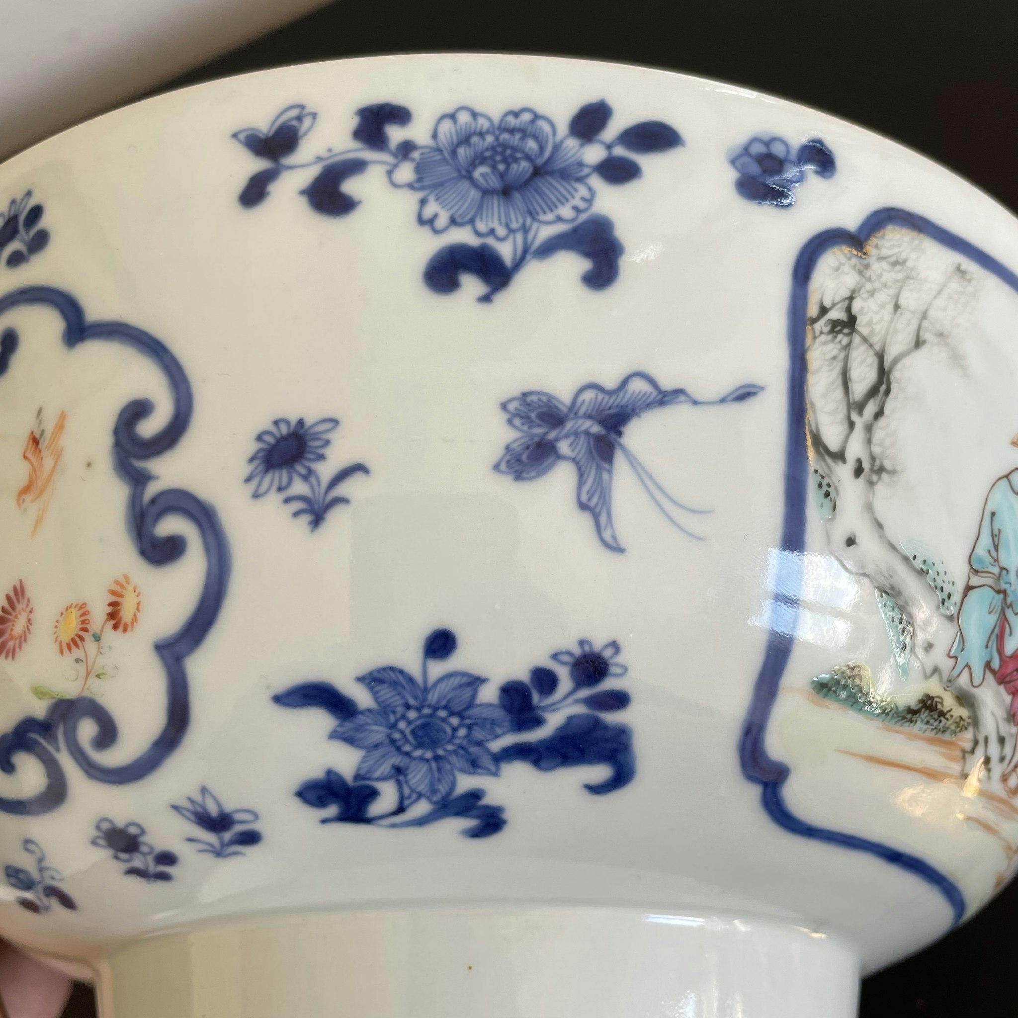 Chinese Antique rose mandarin punch bowl 18th century #1535