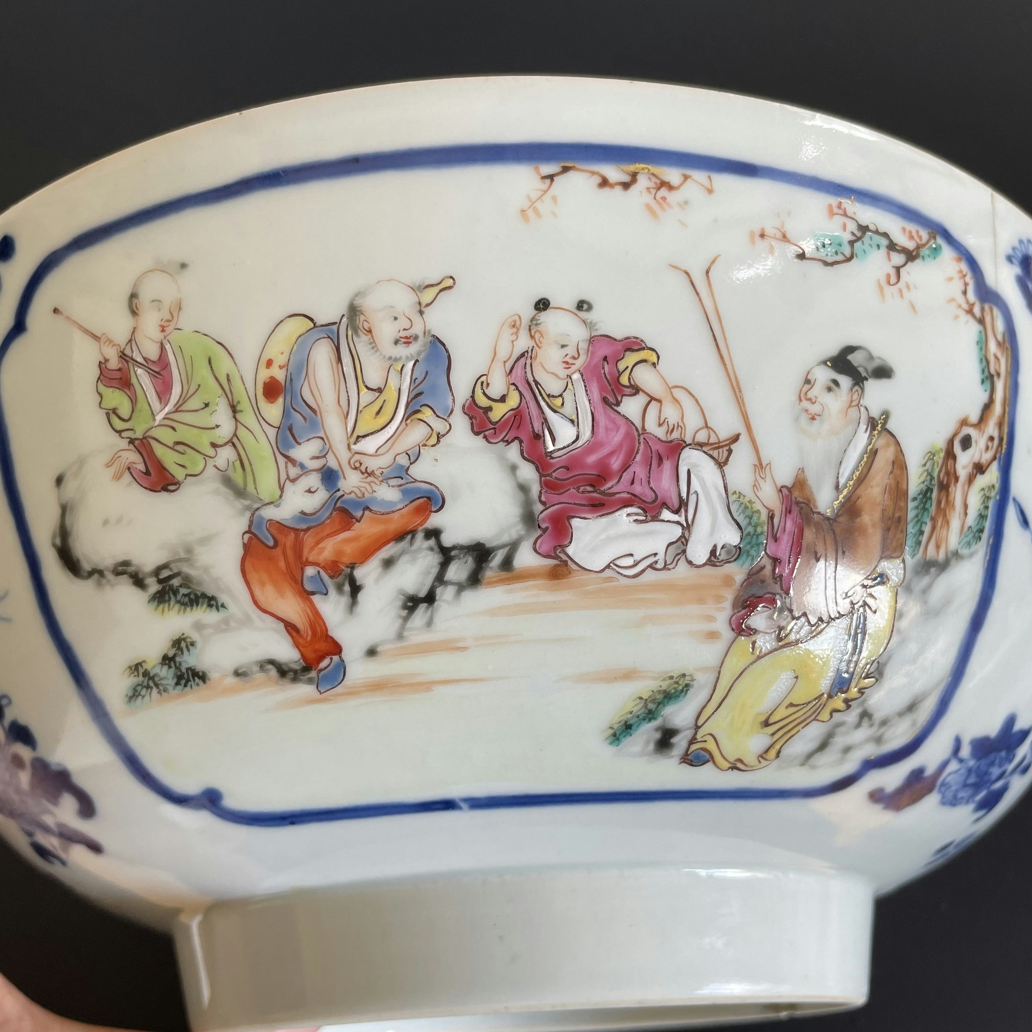 Chinese Antique rose mandarin punch bowl 18th century #1535