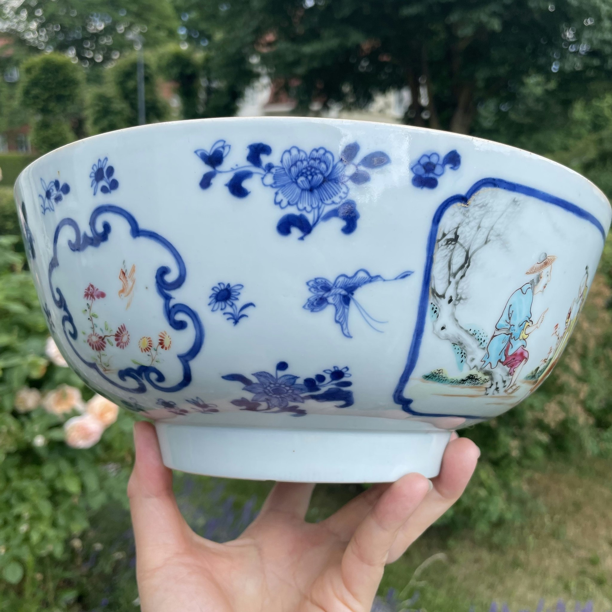 Chinese Antique rose mandarin punch bowl 18th century #1535