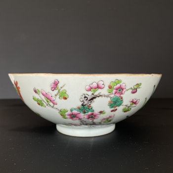 Chinese Antique Porcelain bowl with four seasons flowers, Mid 19th c #1538