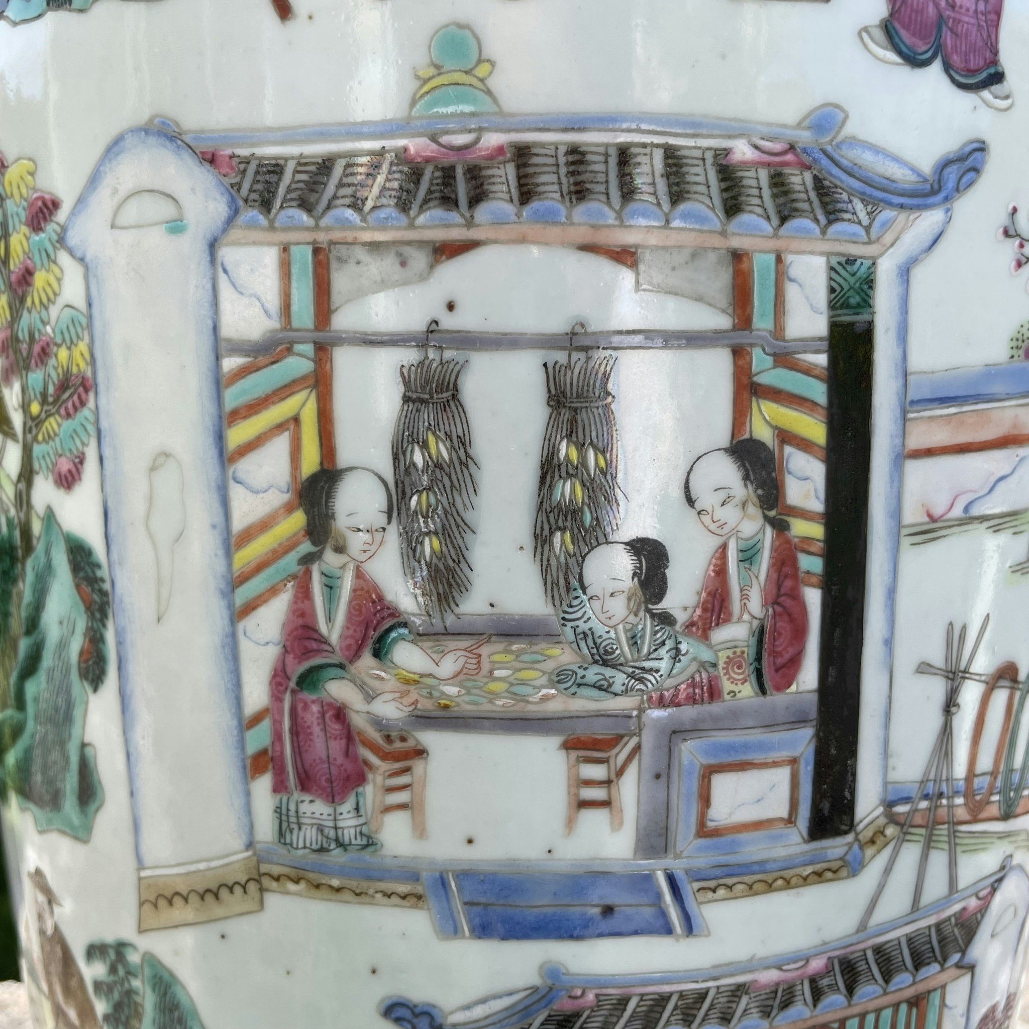 Chinese Antique porcelain vase, Tongzhi/Guangxu, second half of the 19th c 耕织图#1539