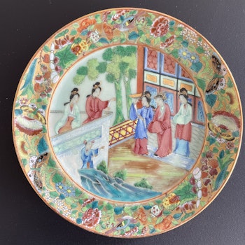 Chinese antique rose mandarin plate, Daoguang period, 19th c #1541