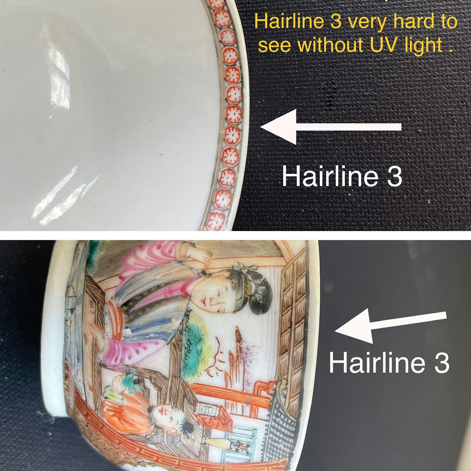 Chinese Antique Porcelain teacup Qianlong Period Rose Mandarin #1537