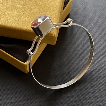 Scandinavian design modernist handmade solid silver bangle