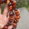 ANTIQUE NATURAL AMBER RAW STONE NECKLACE 77g FROM SWEDEN