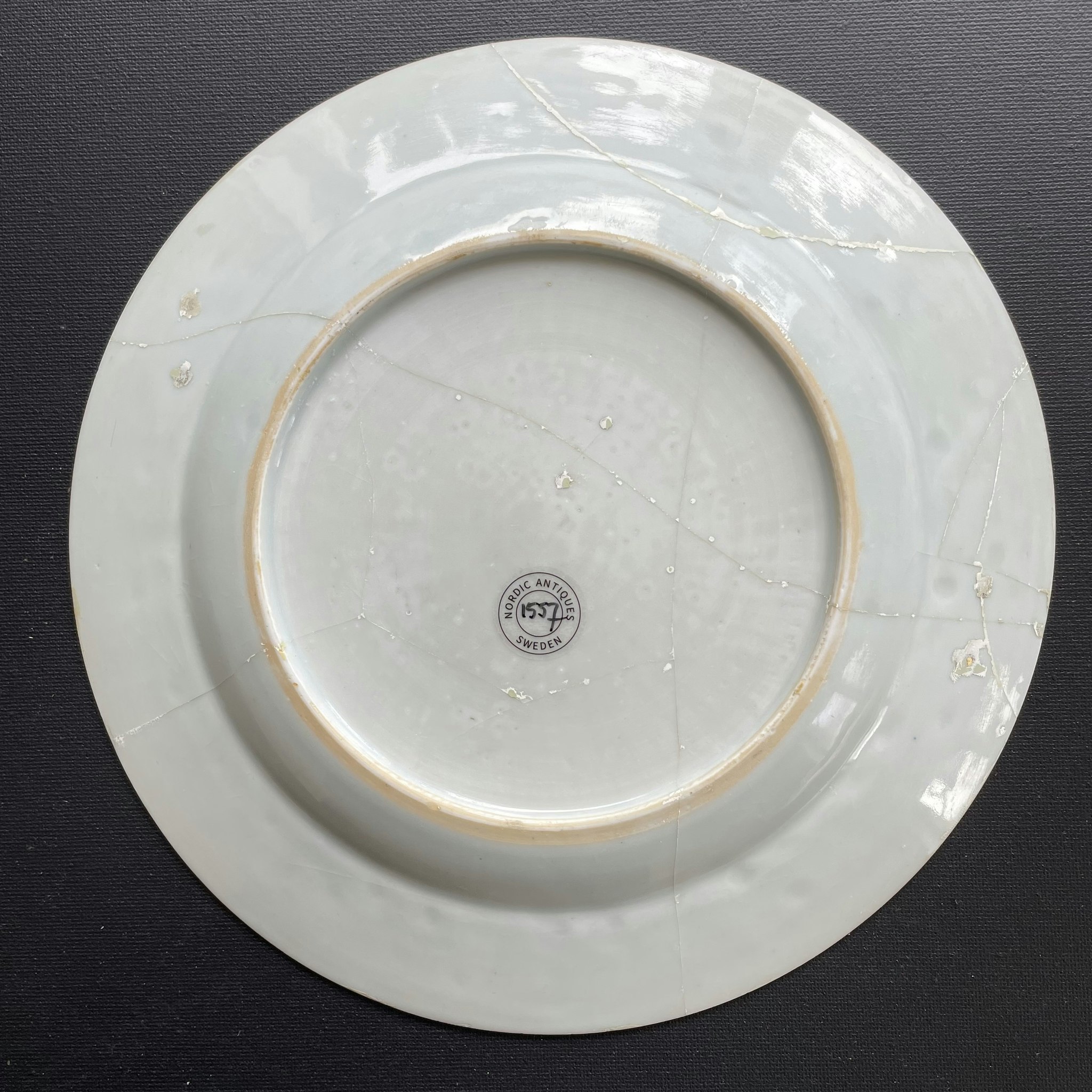 Two Chinese Antique famille rose plates, Qianlong, 18th c #1557, 1558